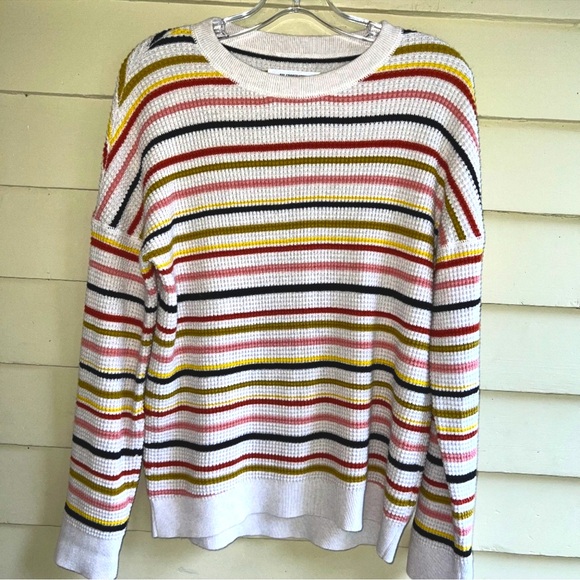 REI Co-Op 100% Organic Cotton Waffle Striped Crewneck Sweater - Picture 2 of 4